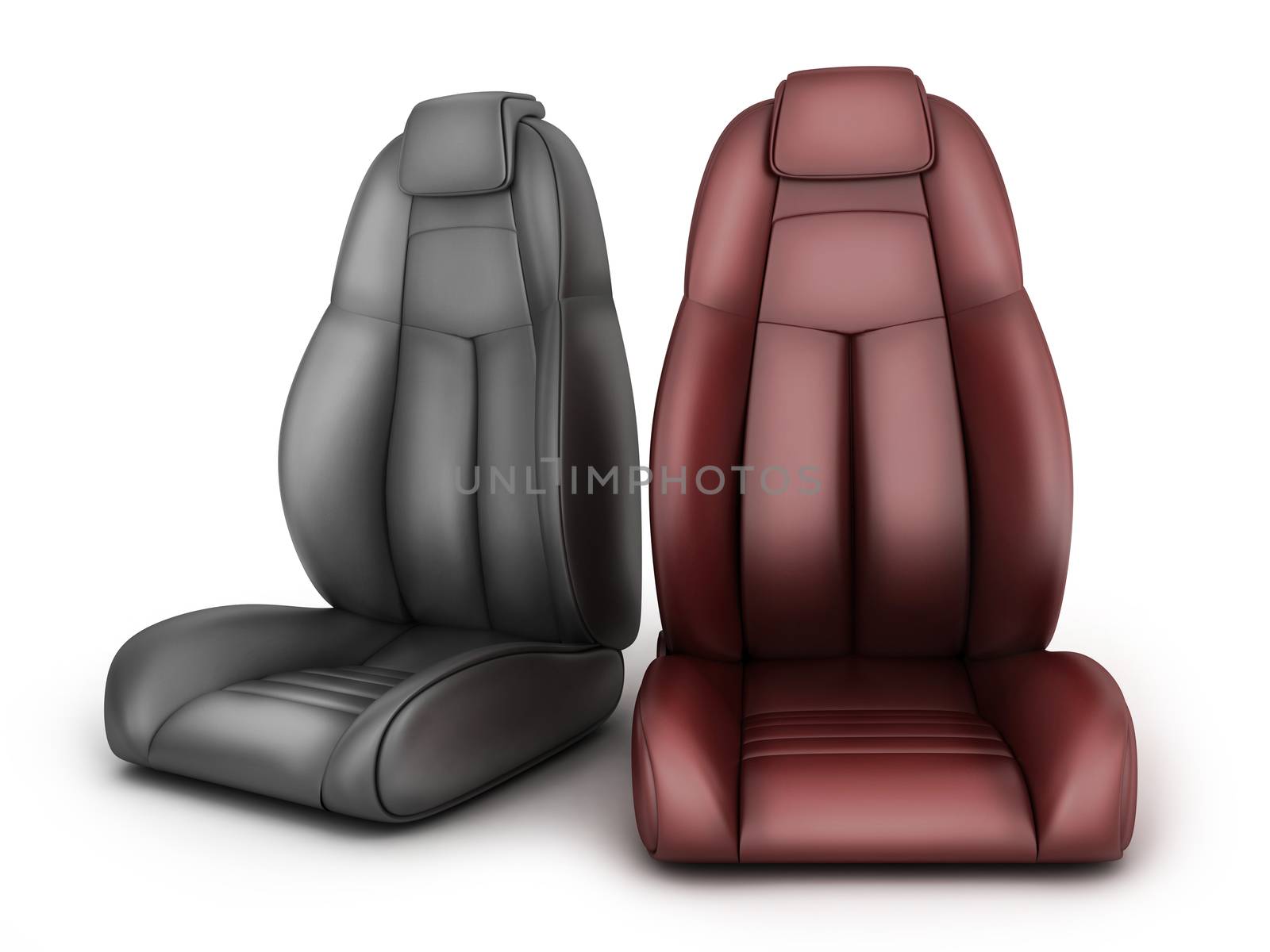Two drive seat car. 3d illustration