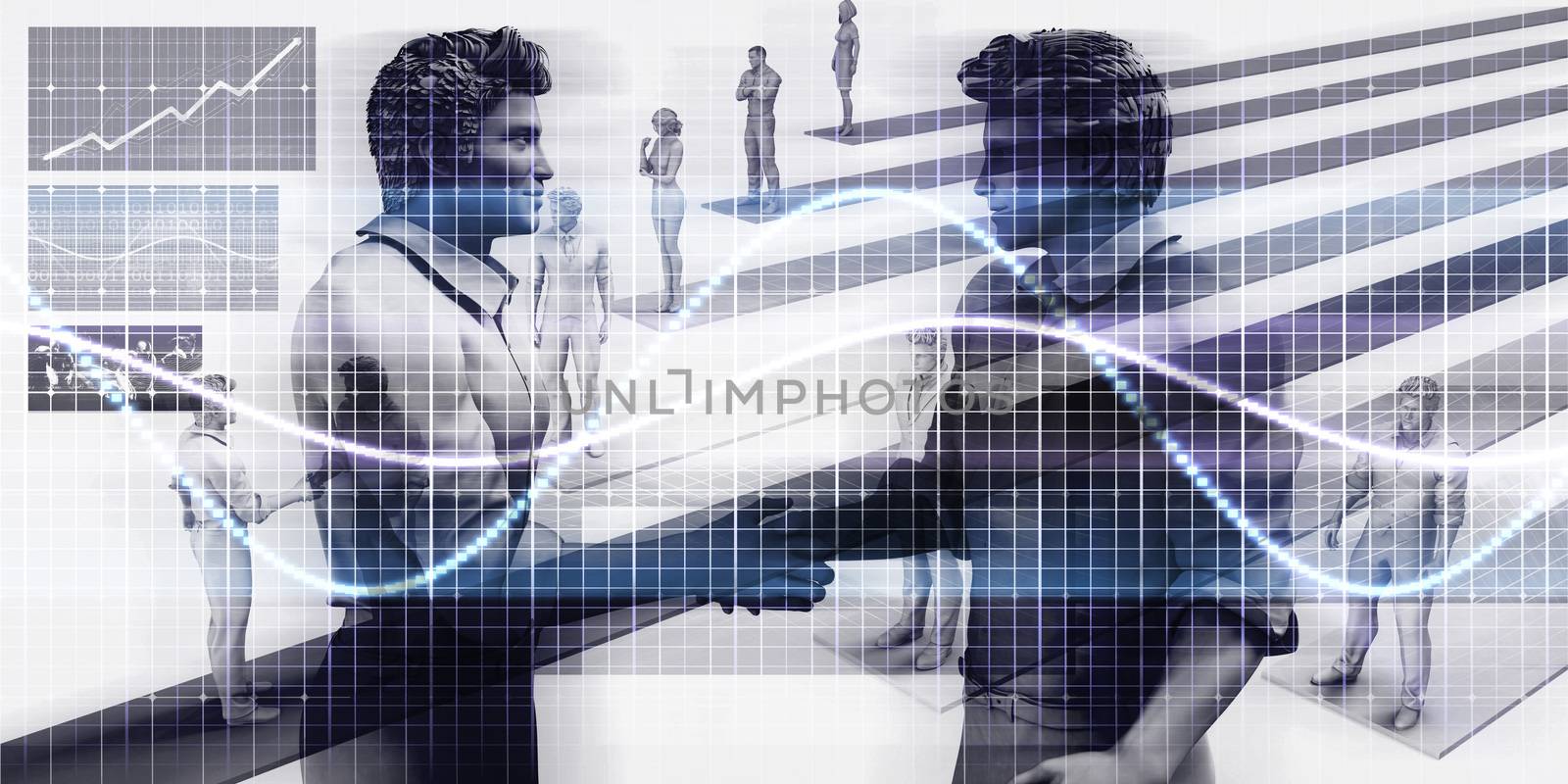 Business Handshake on Digital Technology Background Art