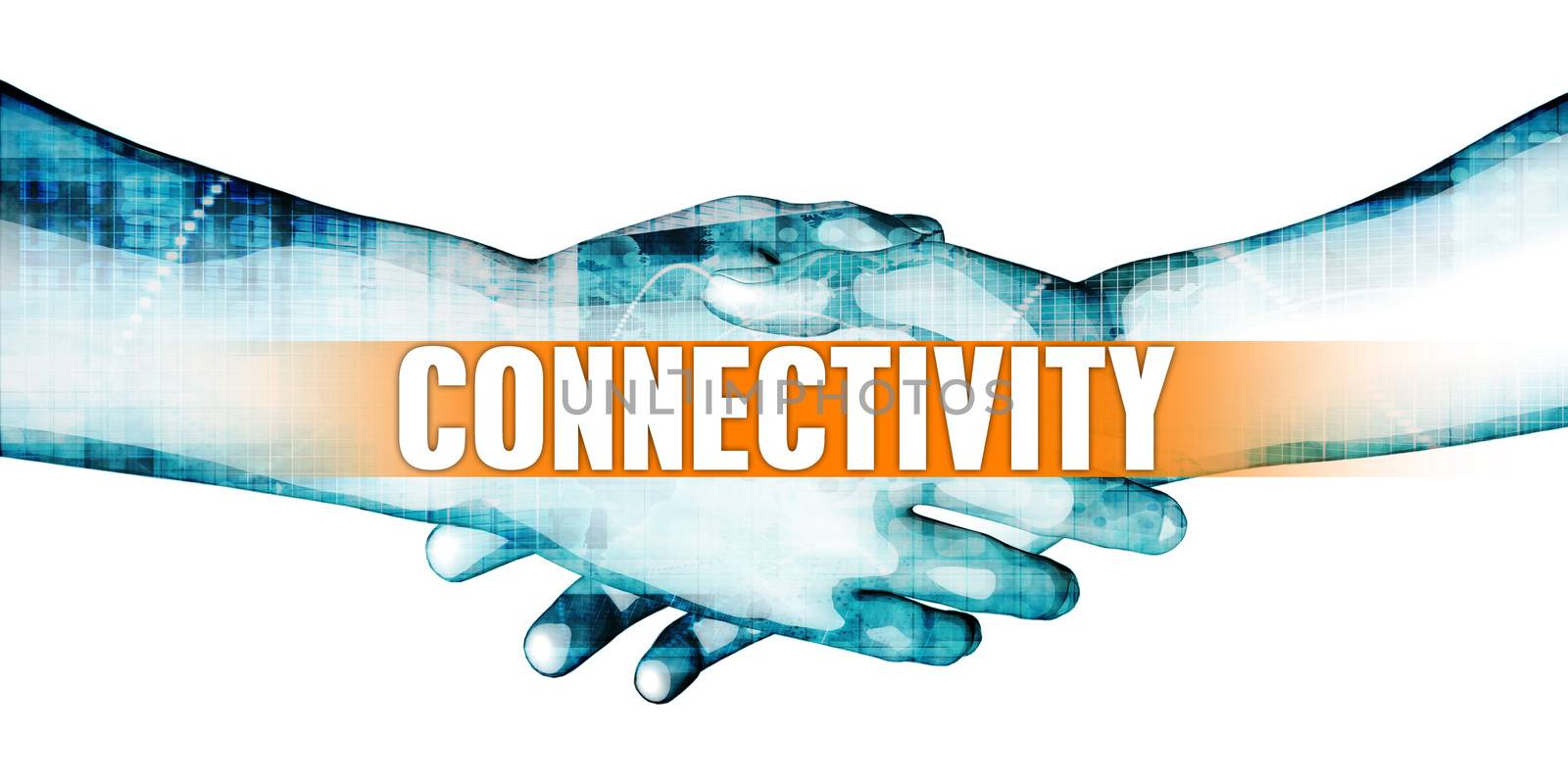 Connectivity Concept with Businessmen Handshake on White Background