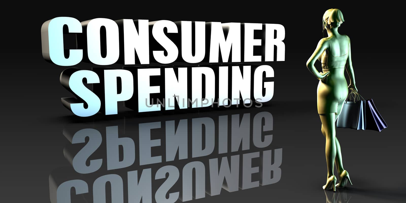 Consumer Spending as a Concept with Lady Holding Shopping Bags
