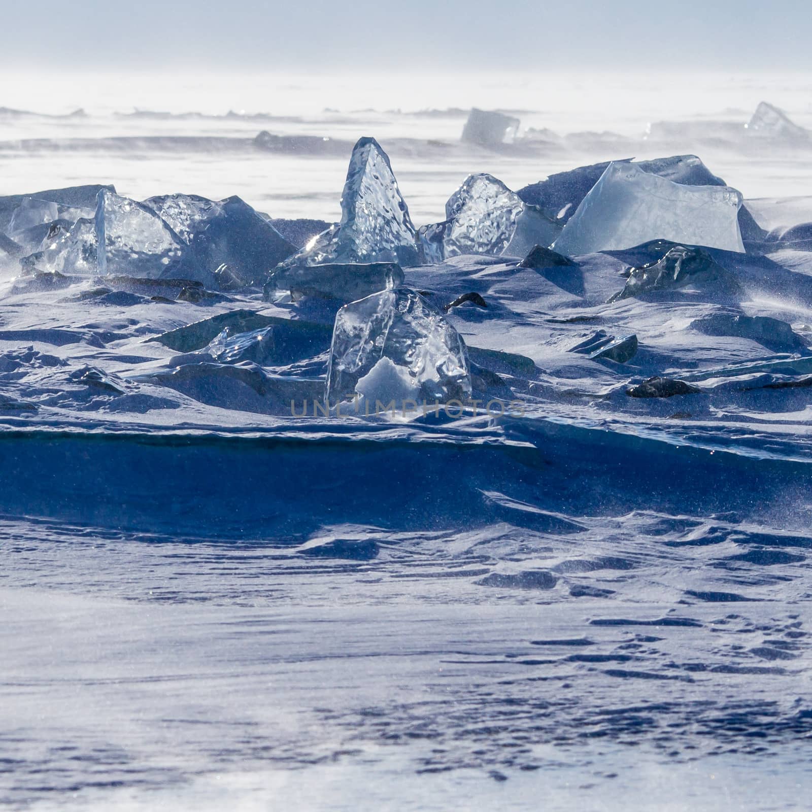 Bloks of ice on Baikal lake by Chudakov
