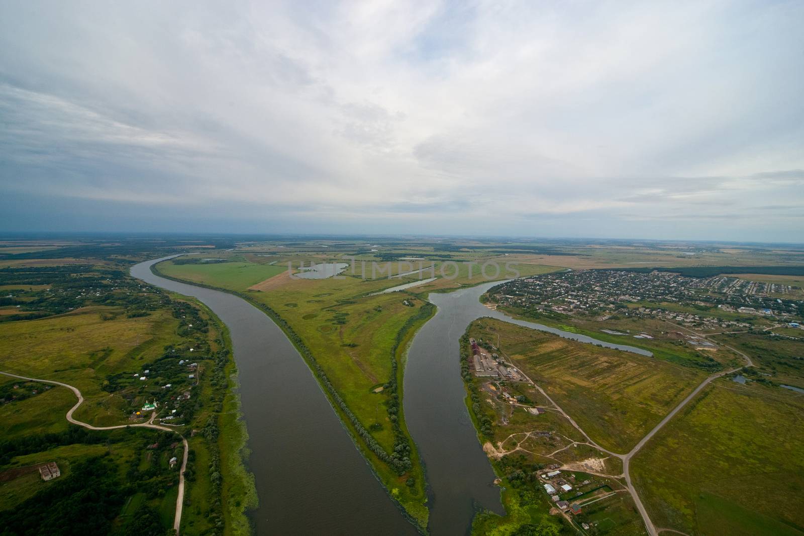 Aerial view on the river