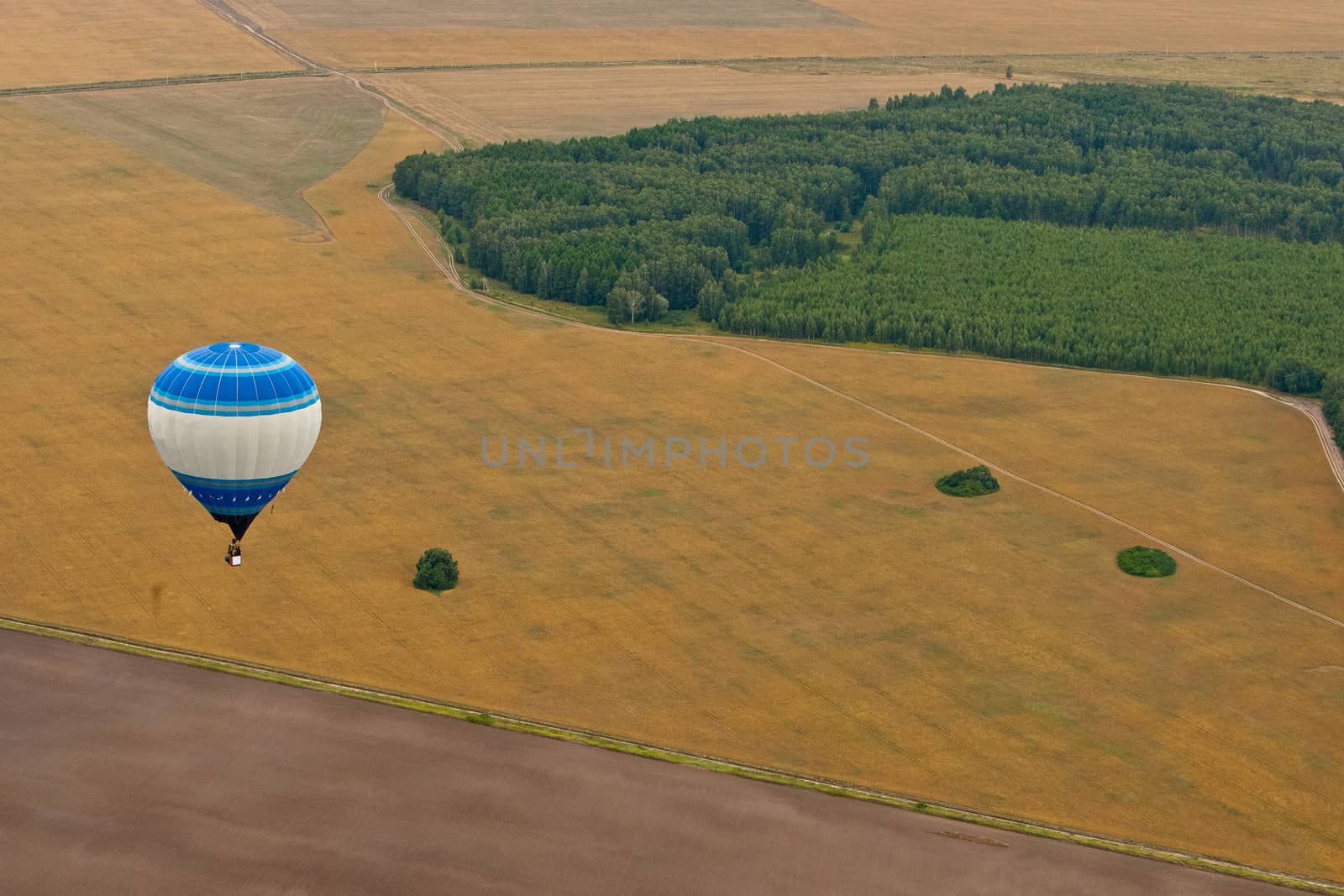 Flight on the baloon in summer day.