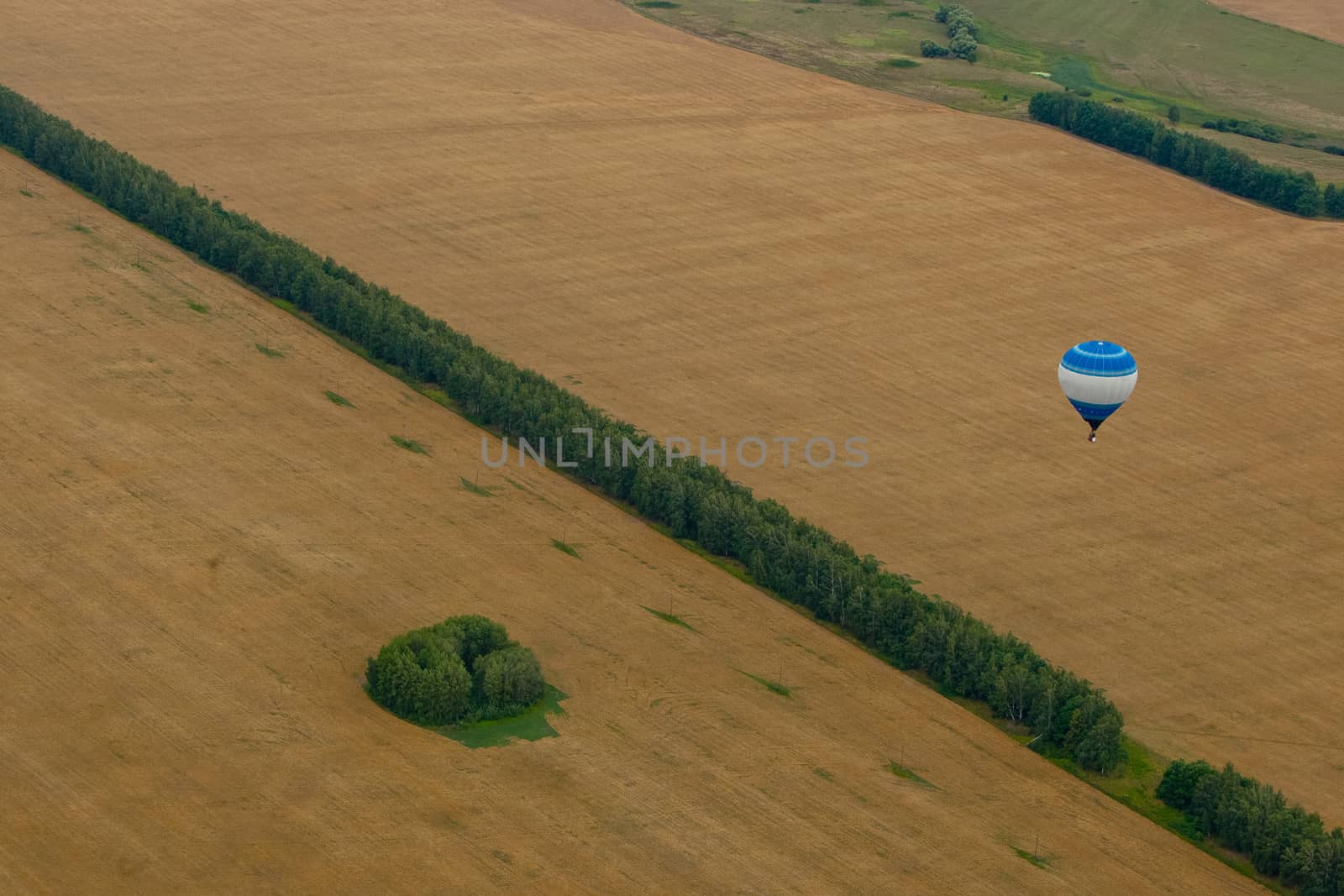 Flight on the baloon in summer day.