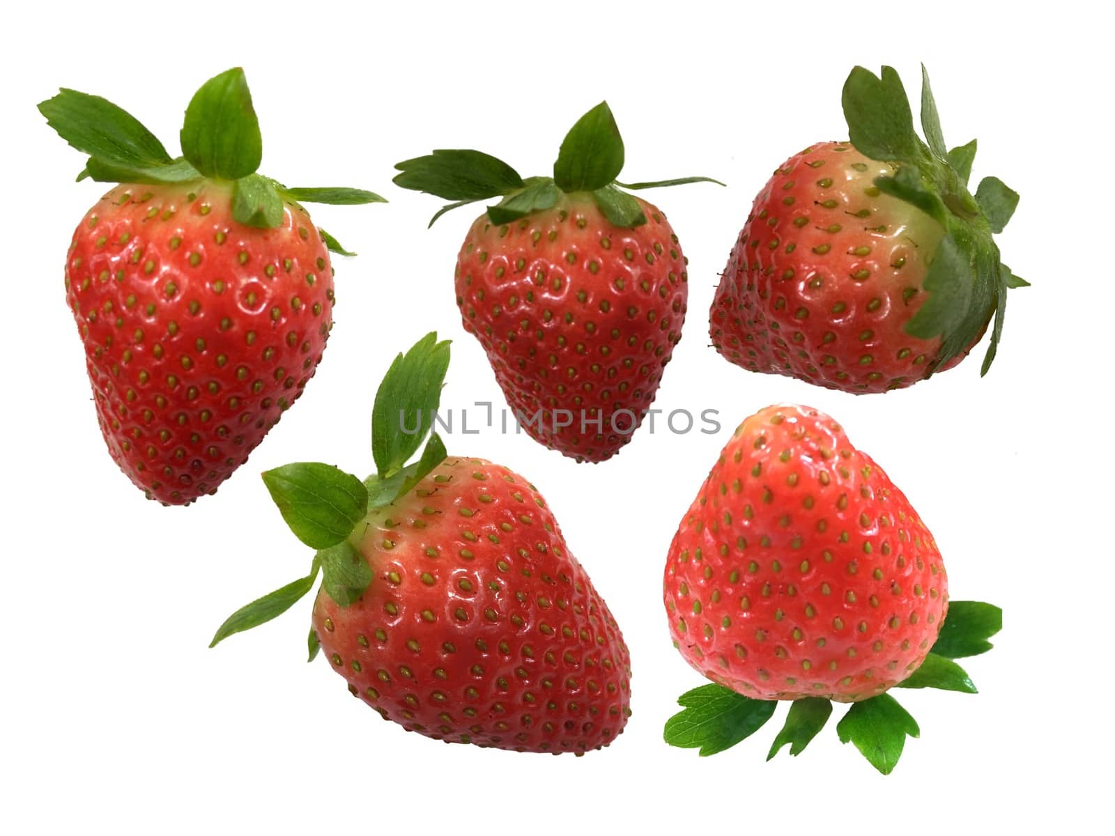 Strawberries isolated on white background. Fresh red ripe strawberries. Organic food.