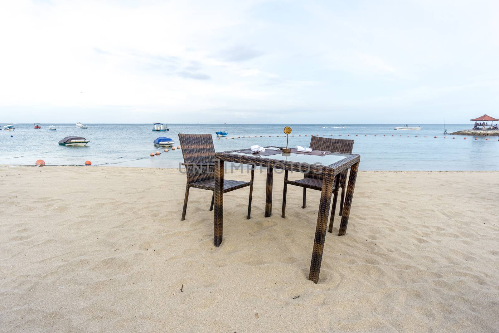 table setting by the sea in bali indonesia