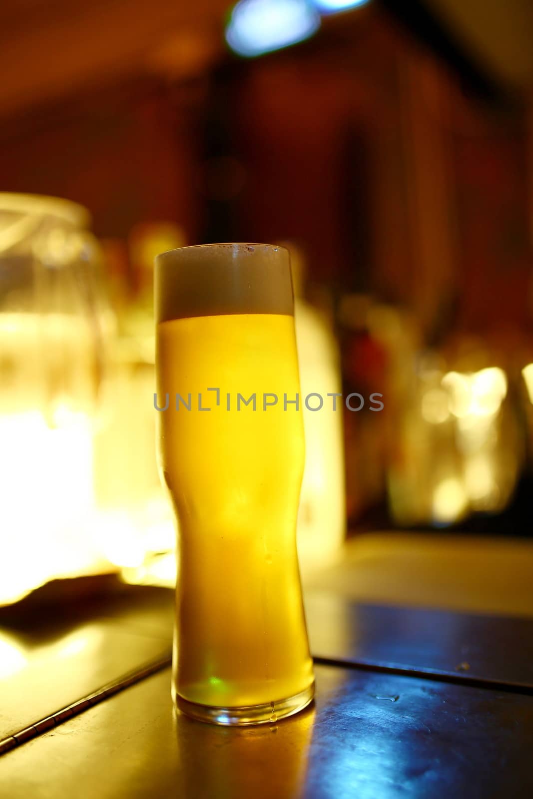 A glass of beer in the bar