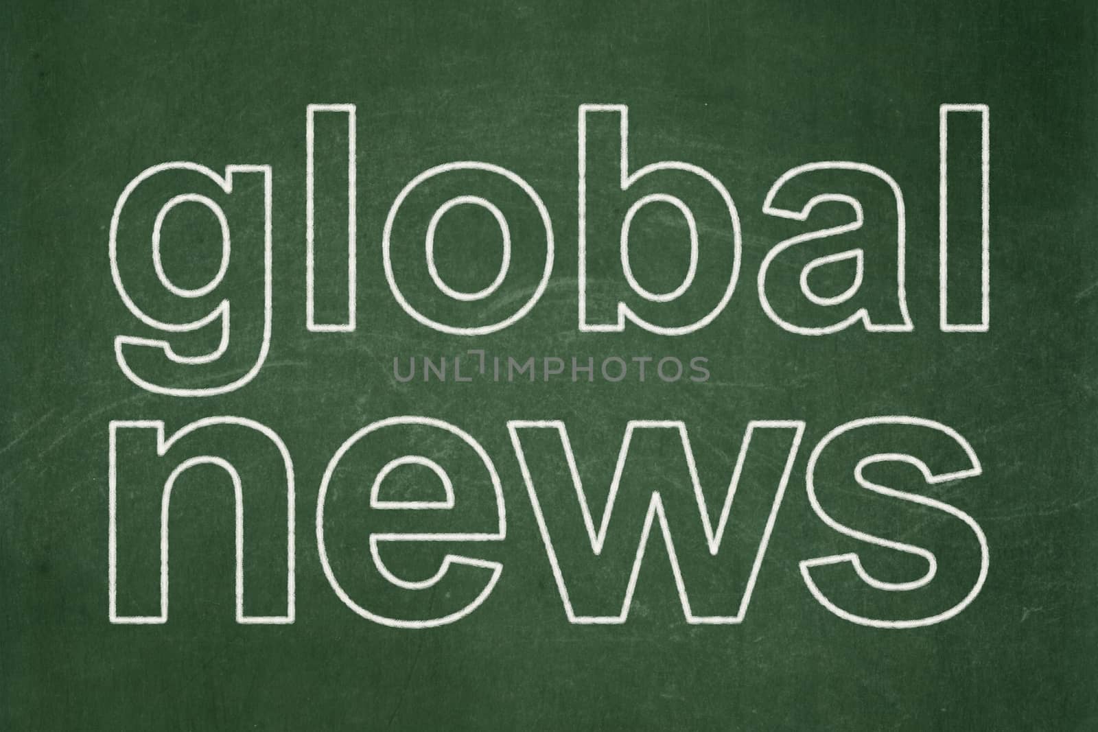 News concept: text Global News on Green chalkboard background