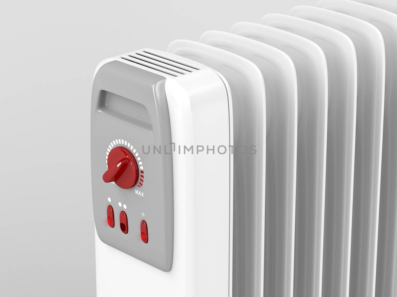 Close-up of oil-filled electric heater
