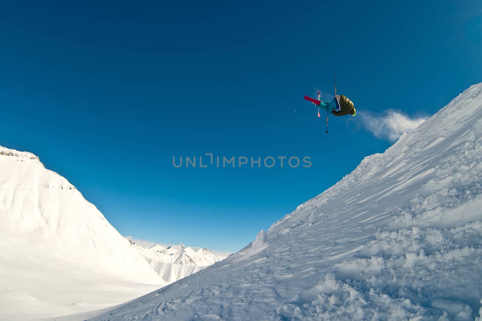 Skier flying in the air