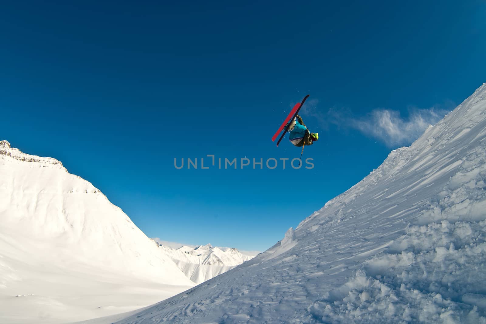 Skier flying in the air by Chudakov