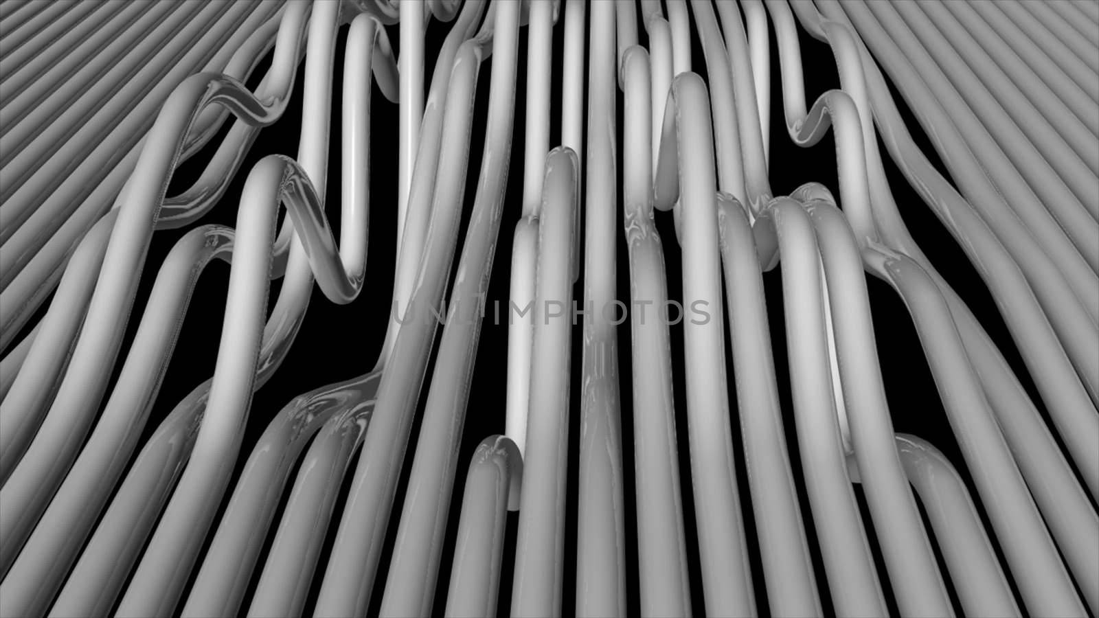 Abstract background with bend pipes. 3D rendering