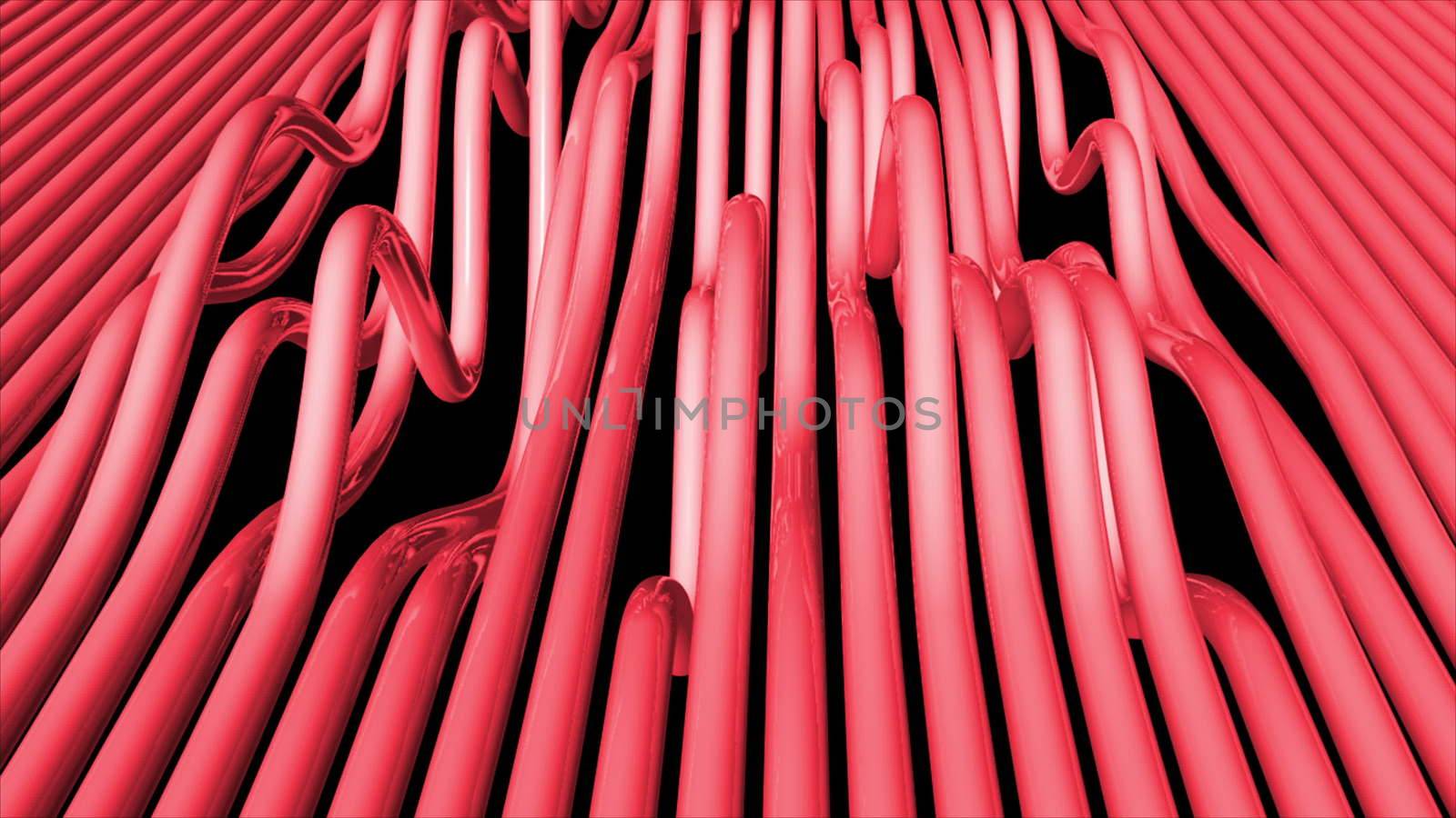 Abstract background with bend pipes. 3D rendering
