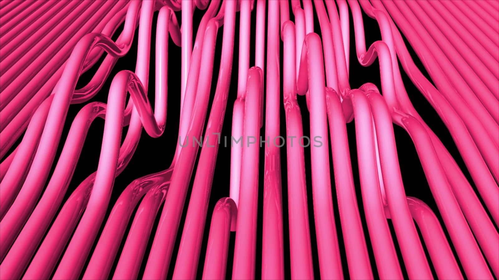 Abstract background with bend pipes. 3D rendering