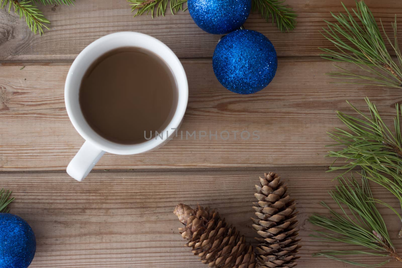 decorations, Christmas tree branches and cup of coffee by liwei12