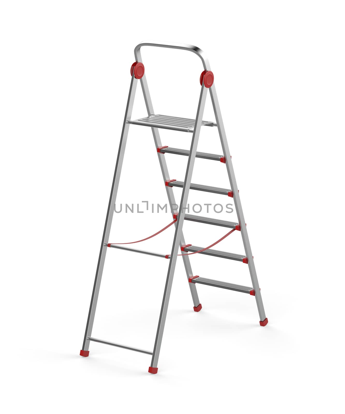 Aluminum ladder on white background 