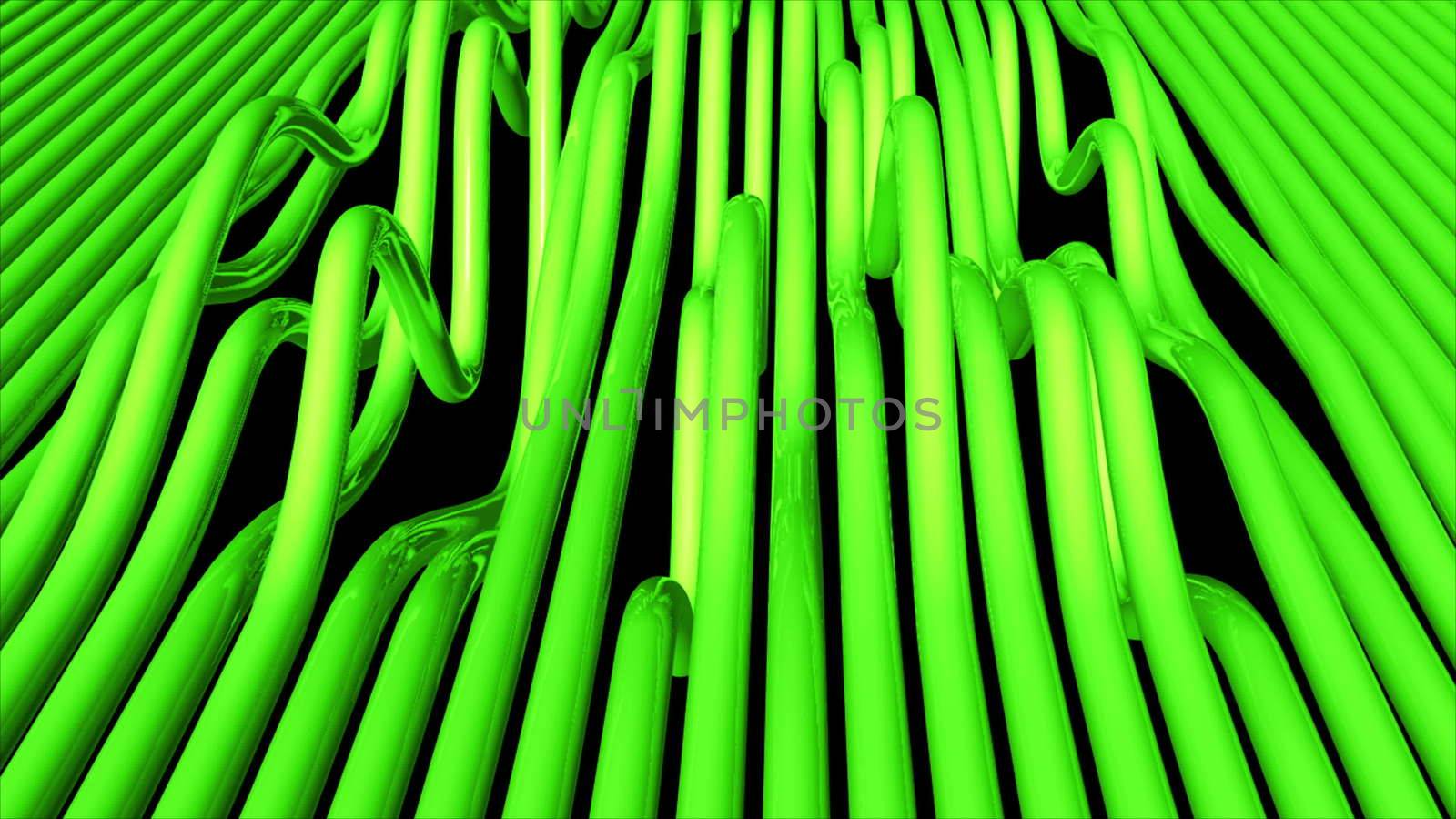 Abstract background with bend pipes. 3D rendering