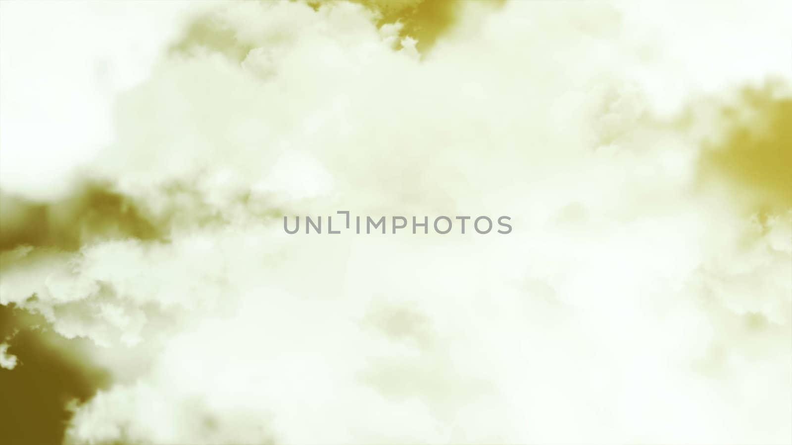 Flying through clouds. Computer graphic. 3D rendering