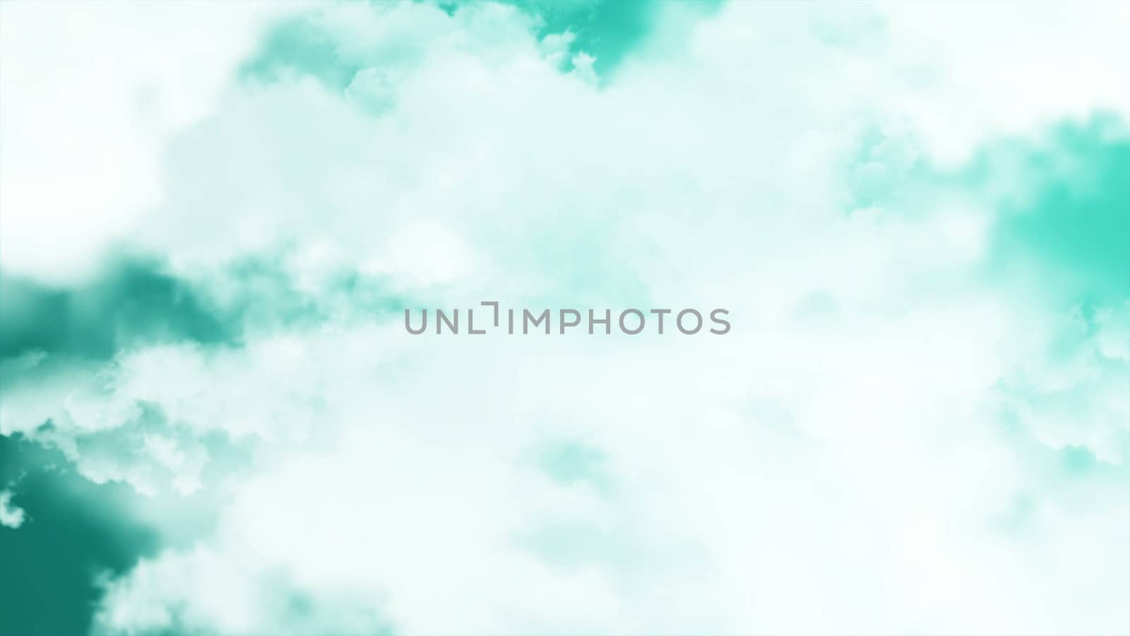 Flying through clouds. Computer graphic. 3D rendering