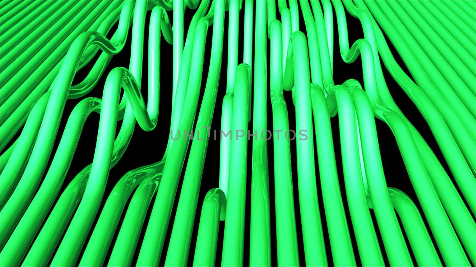 Abstract background with bend pipes. 3D rendering