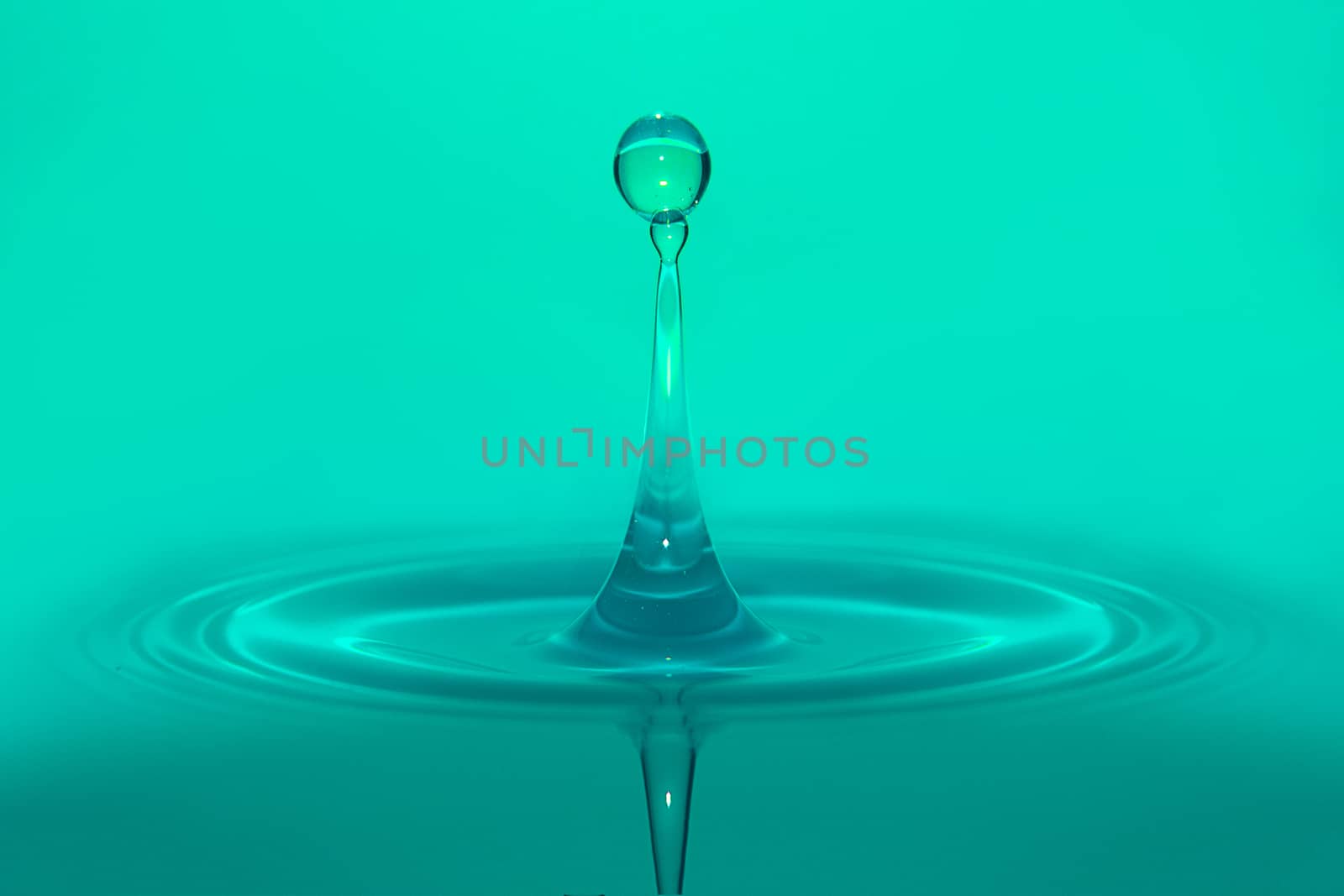 high speed green water droplets