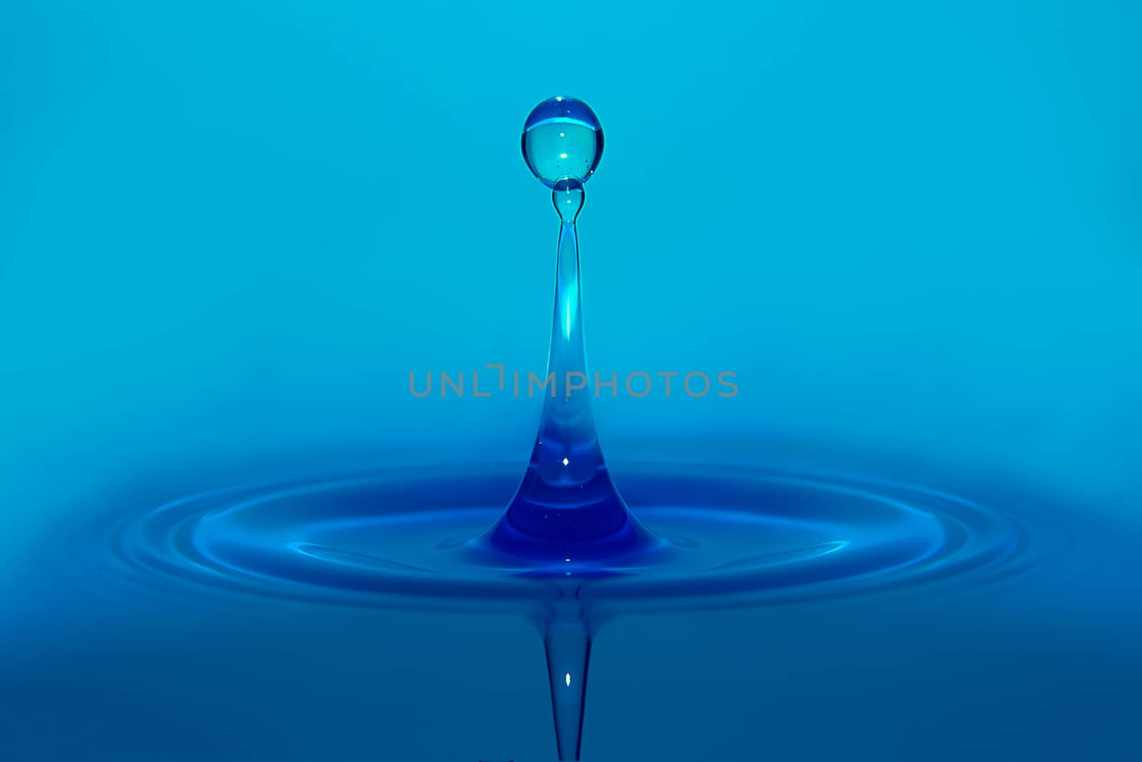 high speed blue water droplets