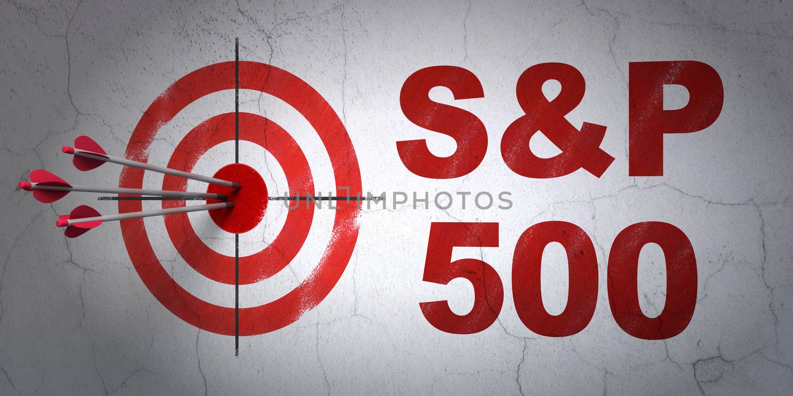 Stock market indexes concept: target and S&P 500 on wall background by maxkabakov