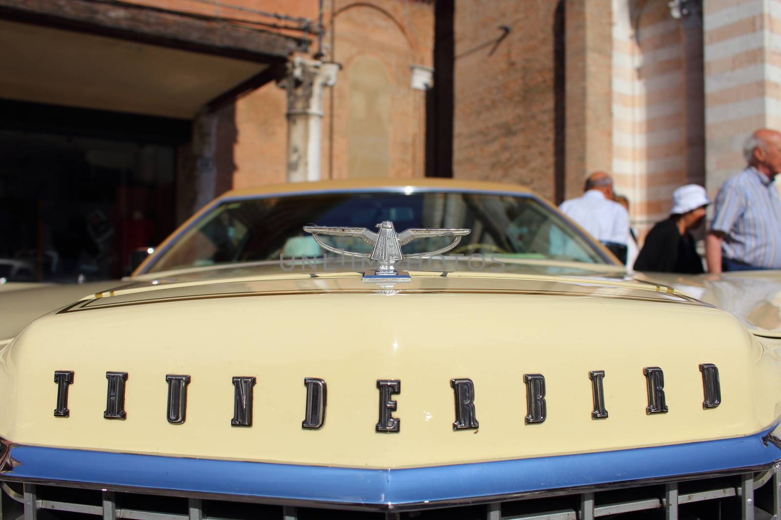 Ferrara, Italia - September 24, 2016: The event "AutoMotoStoriche in Old Town" you can admire an exhibition of cars and motorcycles in the historic center of Ferrara. Front of Ford Thunderbird, years 1976