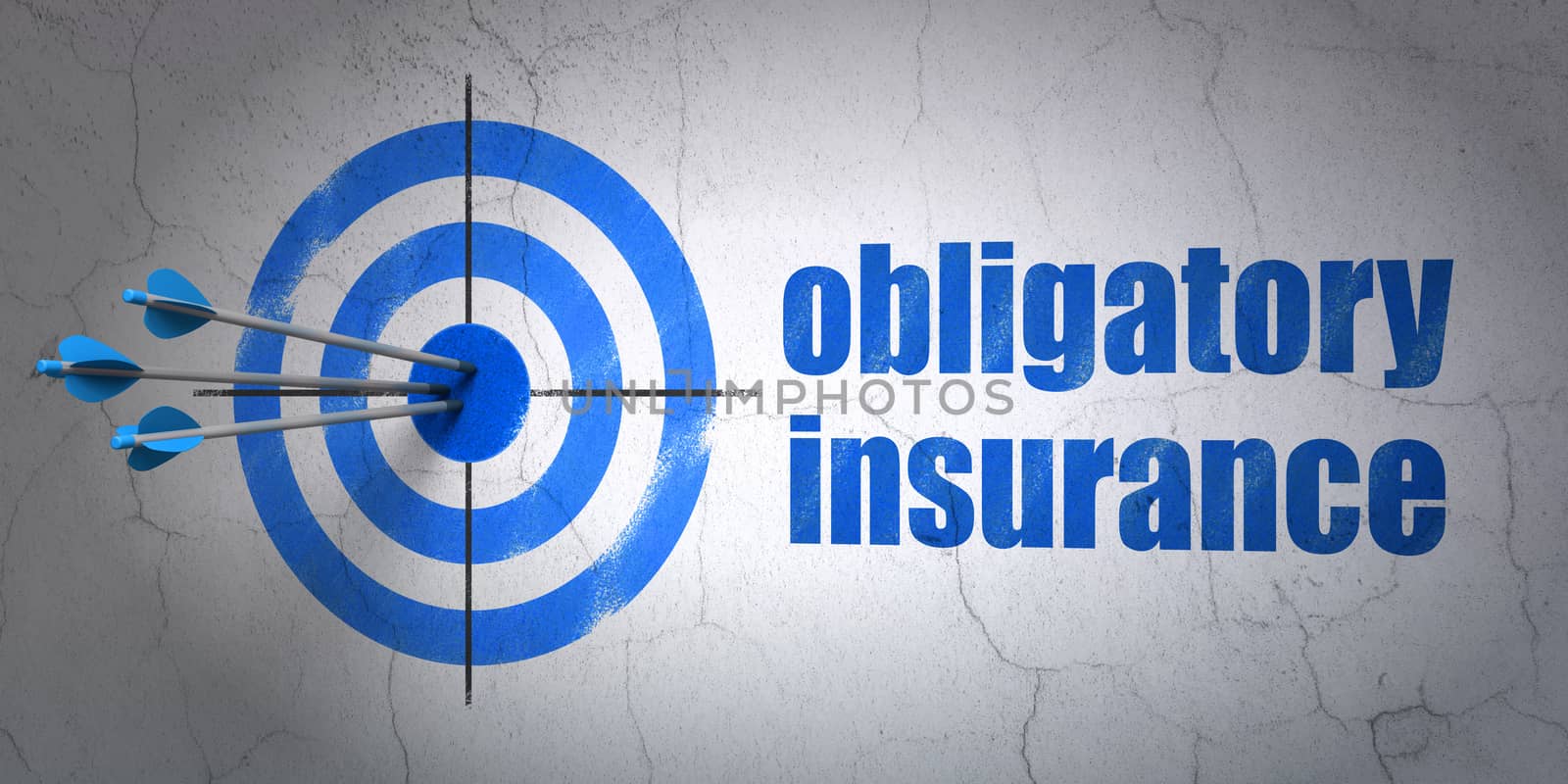 Insurance concept: target and Obligatory Insurance on wall background by maxkabakov