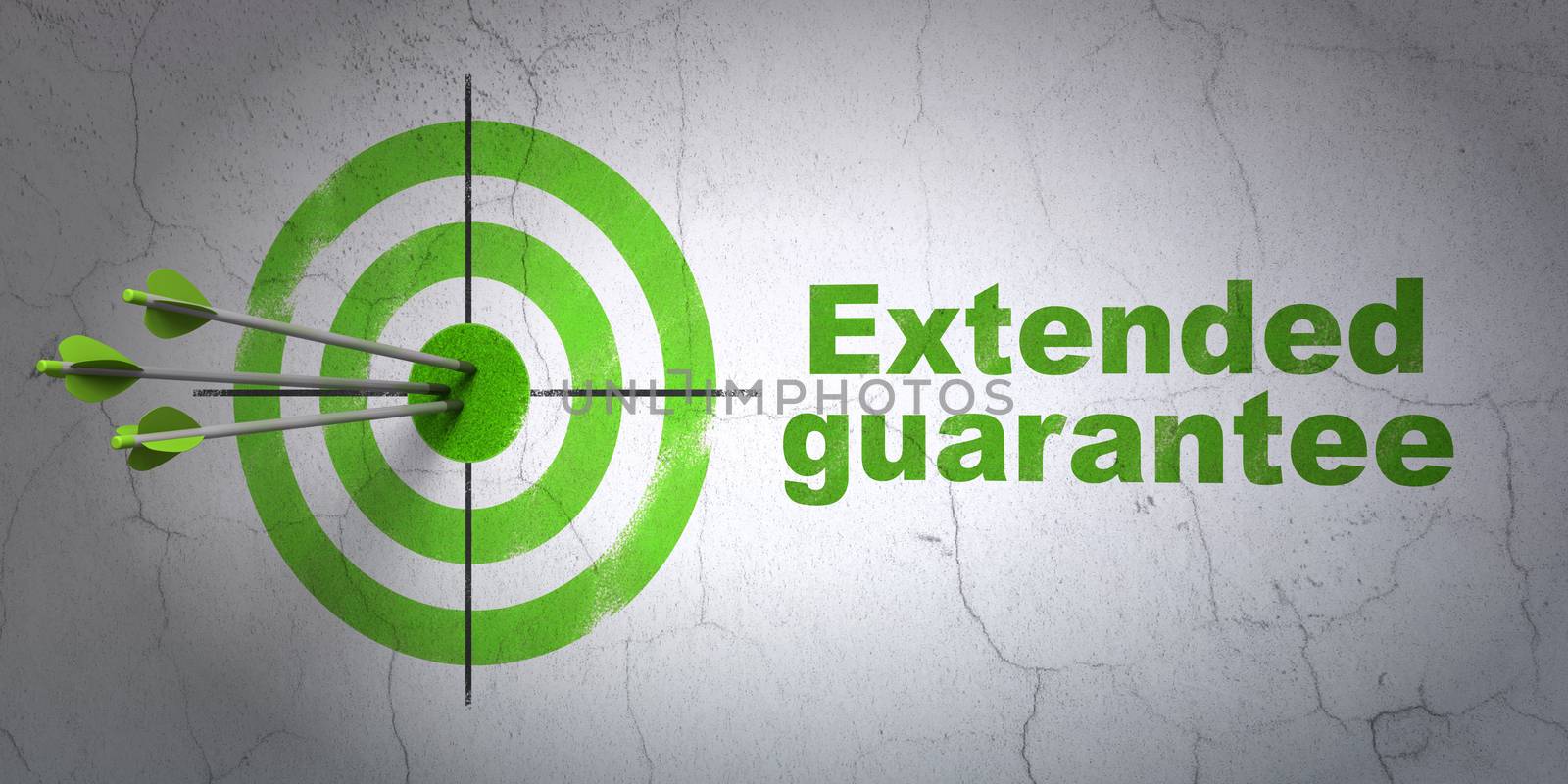 Insurance concept: target and Extended Guarantee on wall background by maxkabakov