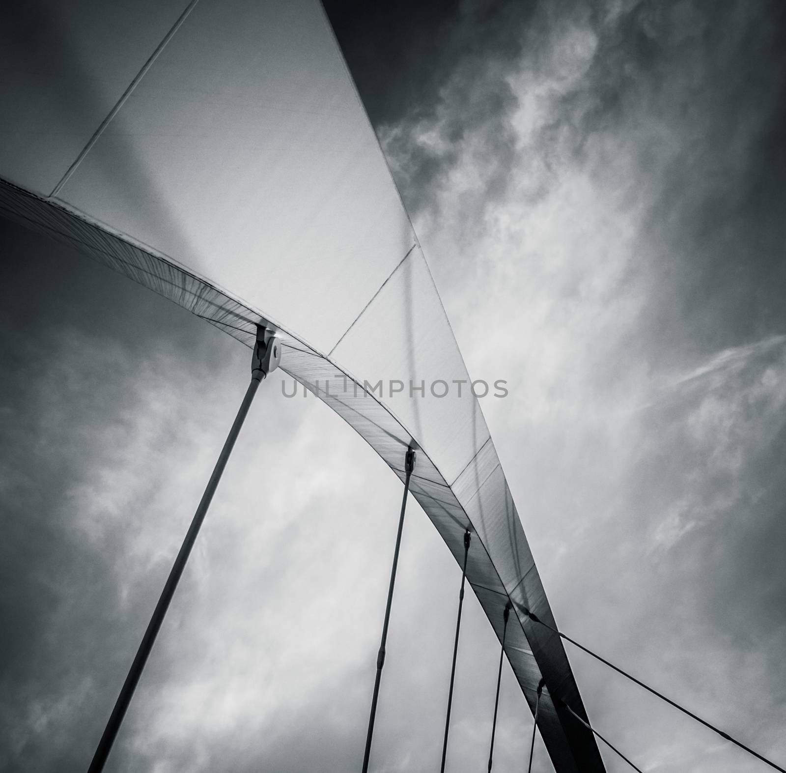 Abstract Architecture Detail Of An Arch Over A Bridge In Black And White