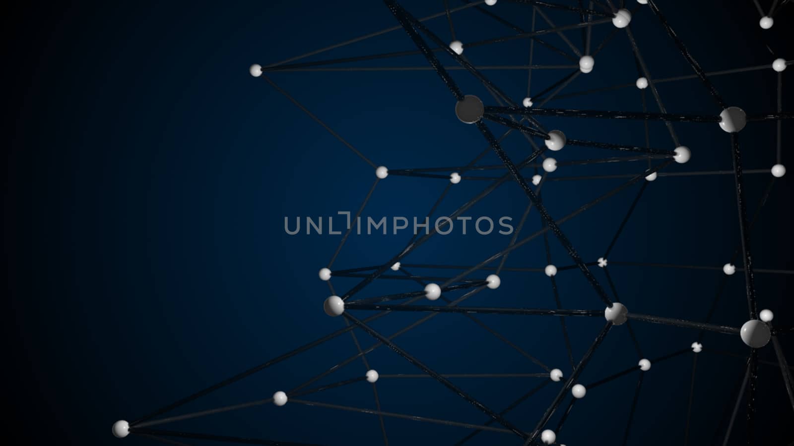 Abstract connected realistic dots. Network backdrop. 3D rendering