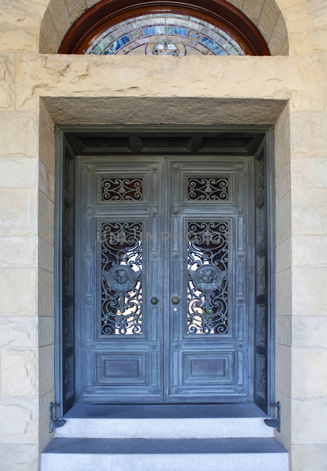 Beautiful door in Mission church at Stanford University in California