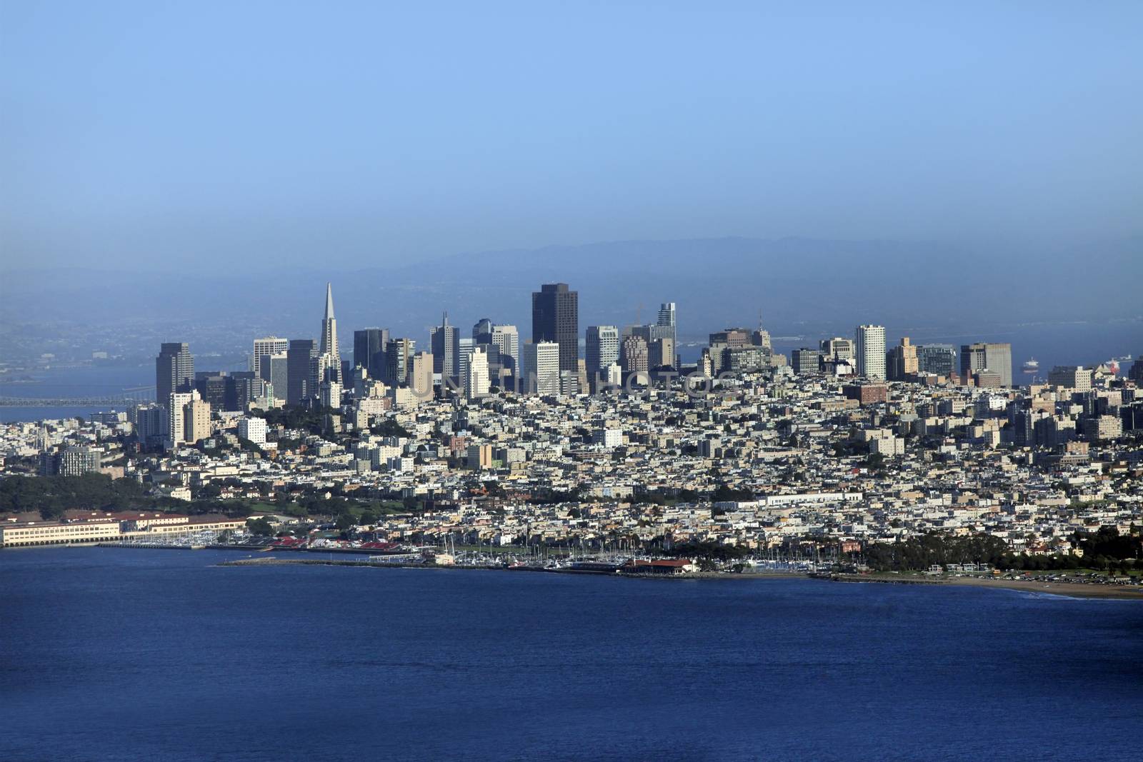 Panorama view of downtown financial district of San Francisco