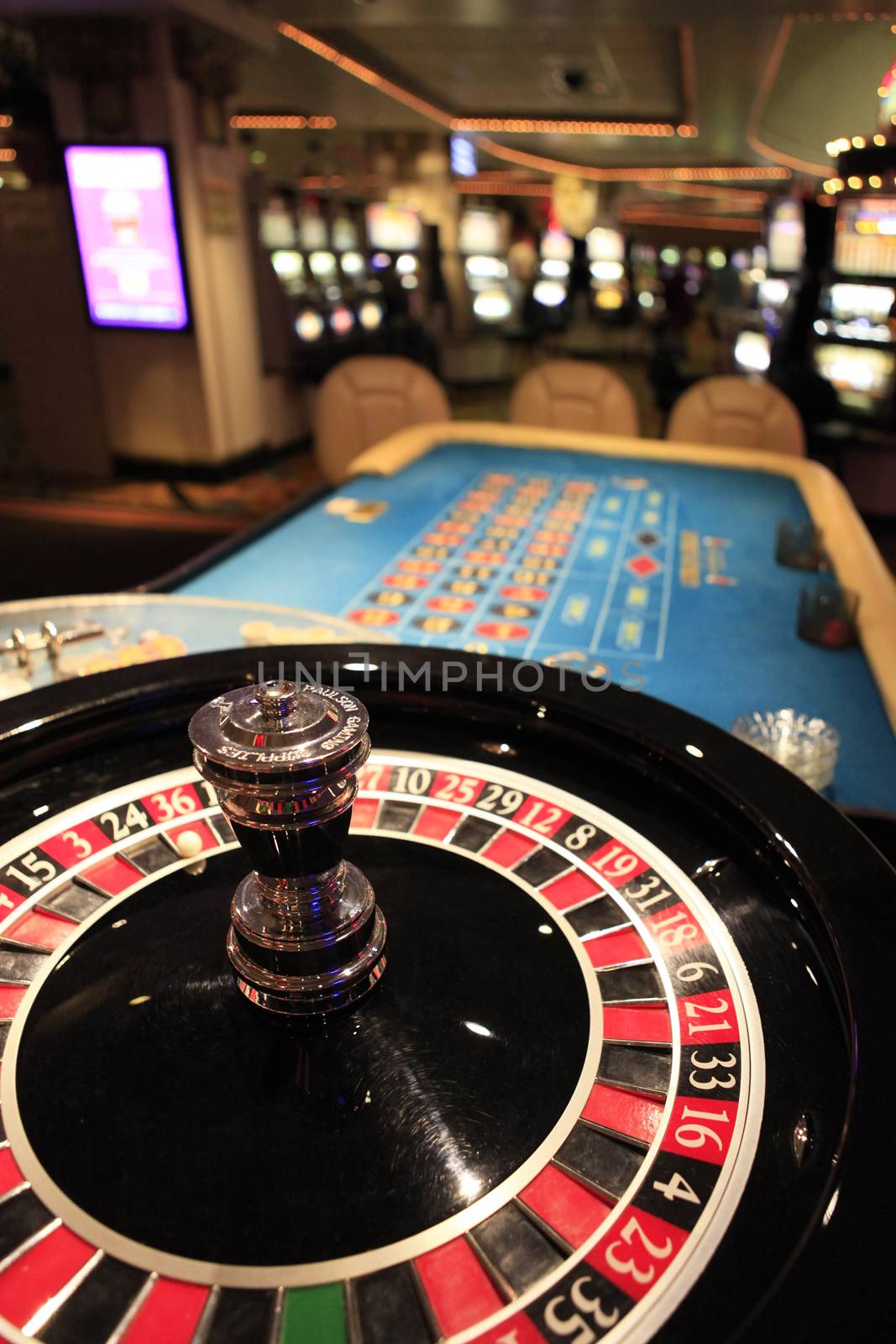 Roulette wheel in casino by friday