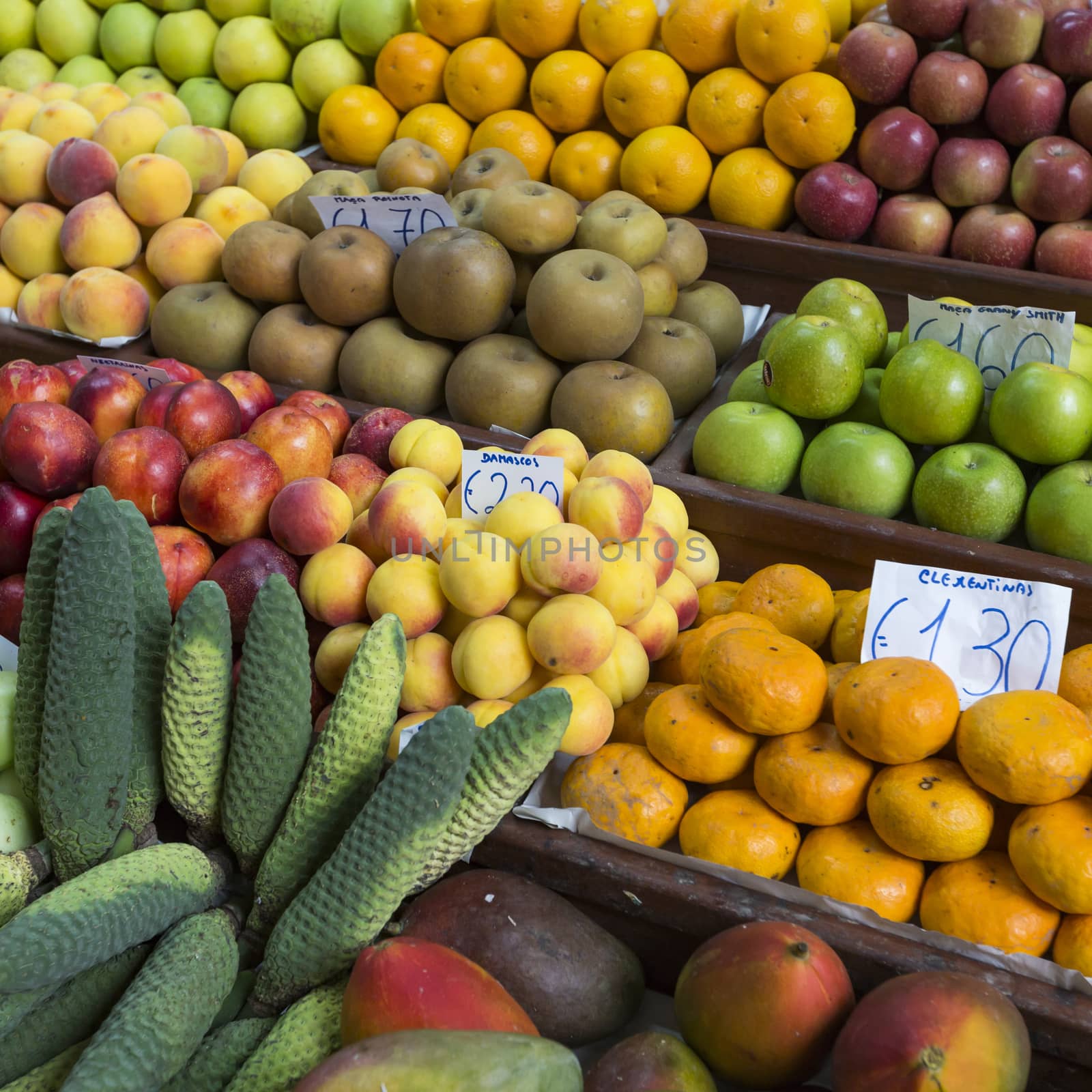 Fresh exotic fruits in Mercado Dos Lavradores. Funchal, Madeira by mariusz_prusaczyk