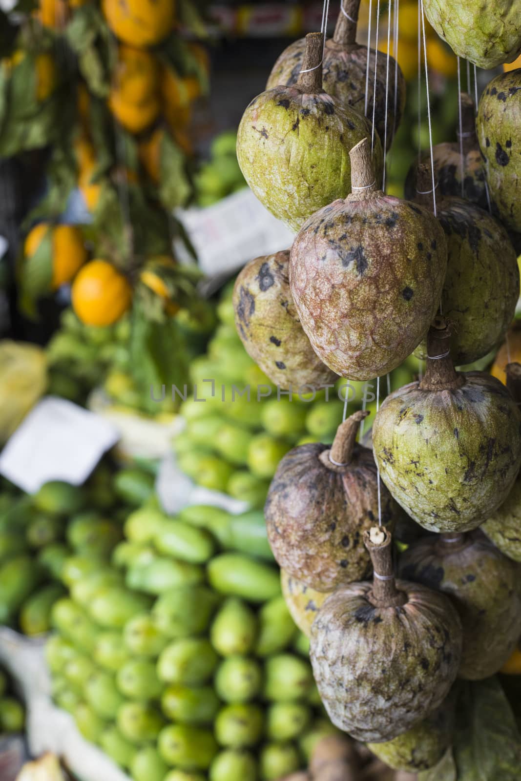 A lot of tropical fruits in outdoor market in Sri-Lanka

