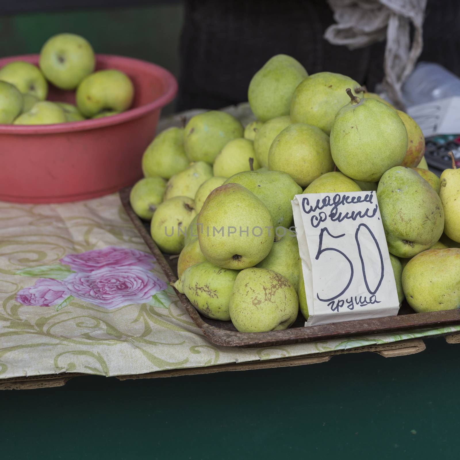 Crates of apples on the market