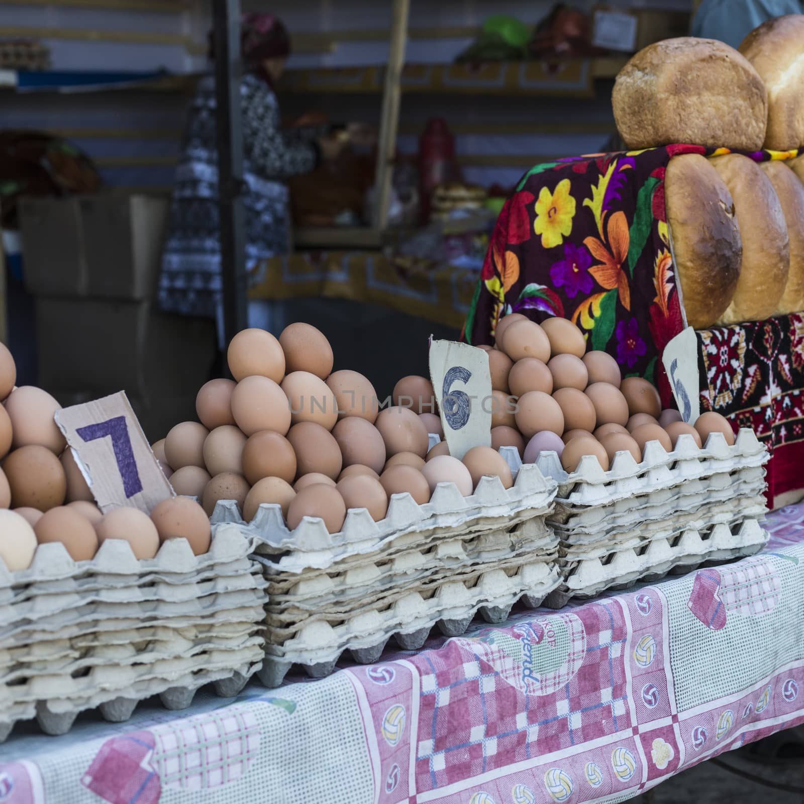 Choice of different eggs in an asian market by mariusz_prusaczyk