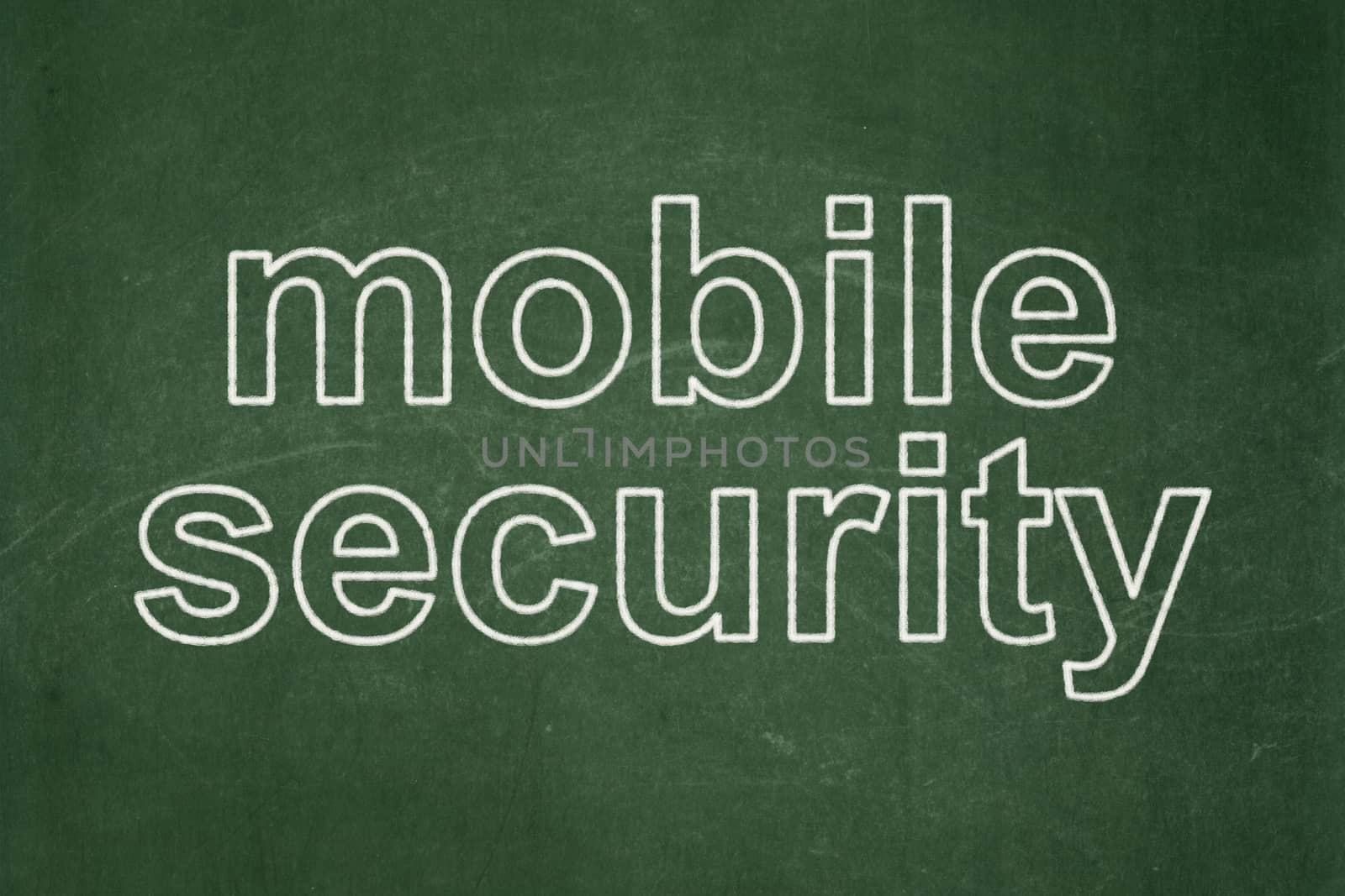 Privacy concept: text Mobile Security on Green chalkboard background