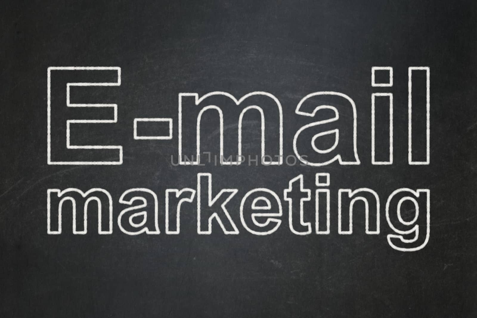 Marketing concept: text E-mail Marketing on Black chalkboard background