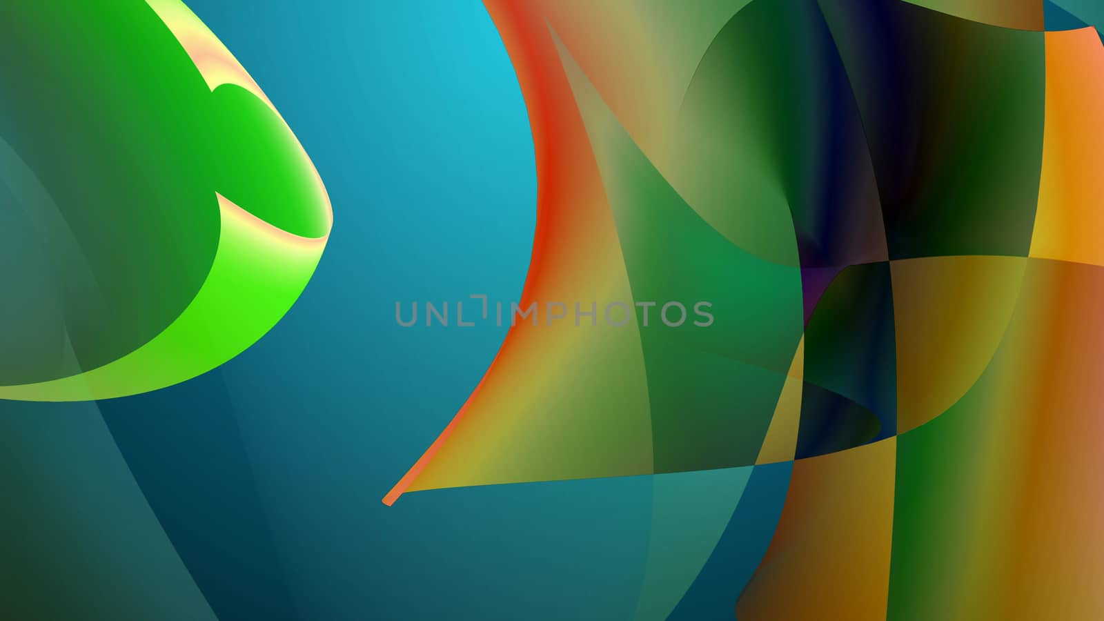 Abstract colorful shapes swirl and light background. 3d illustration.
