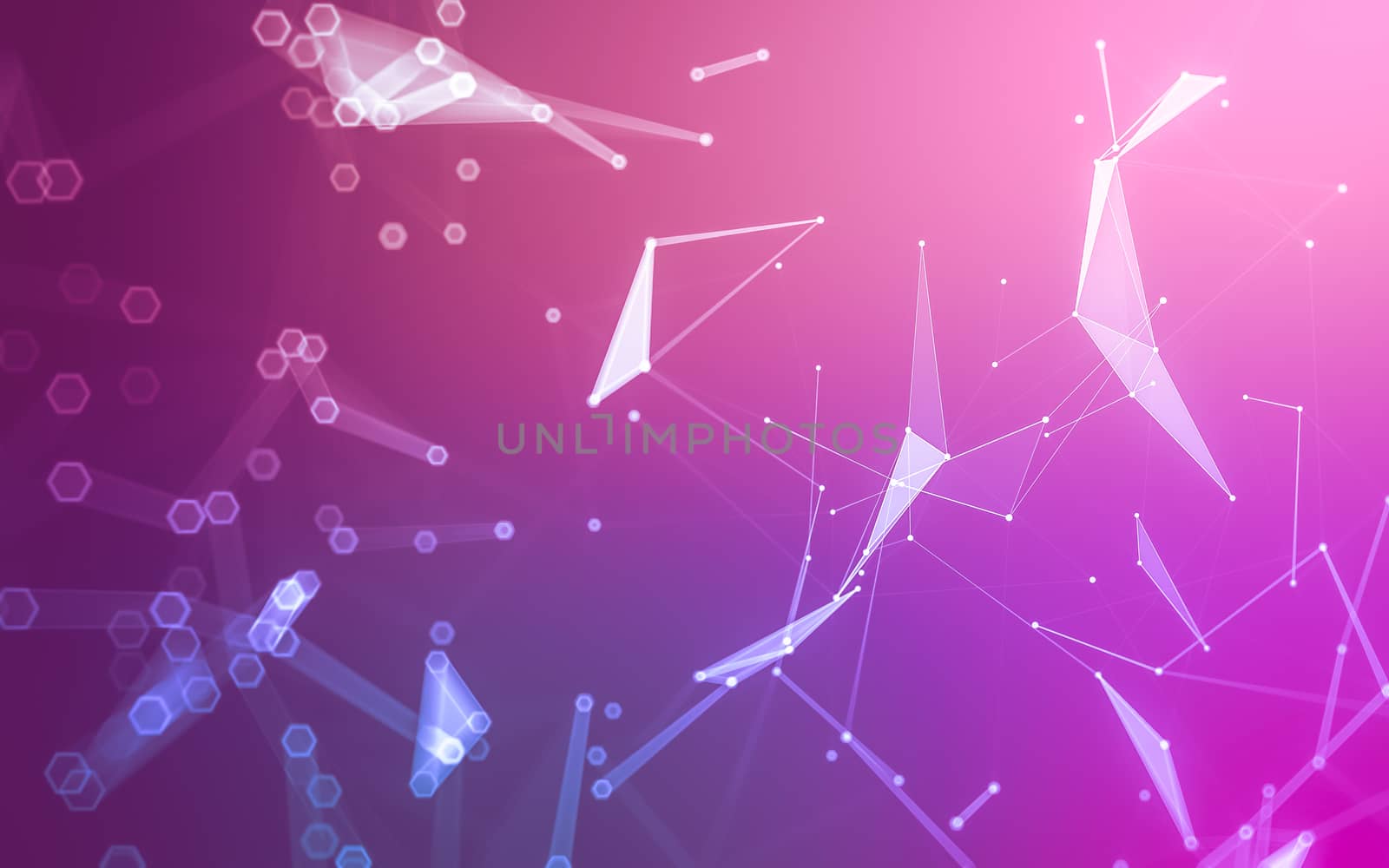 Abstract polygonal space low poly dark background with connecting dots and lines. Connection structure. 3d rendering