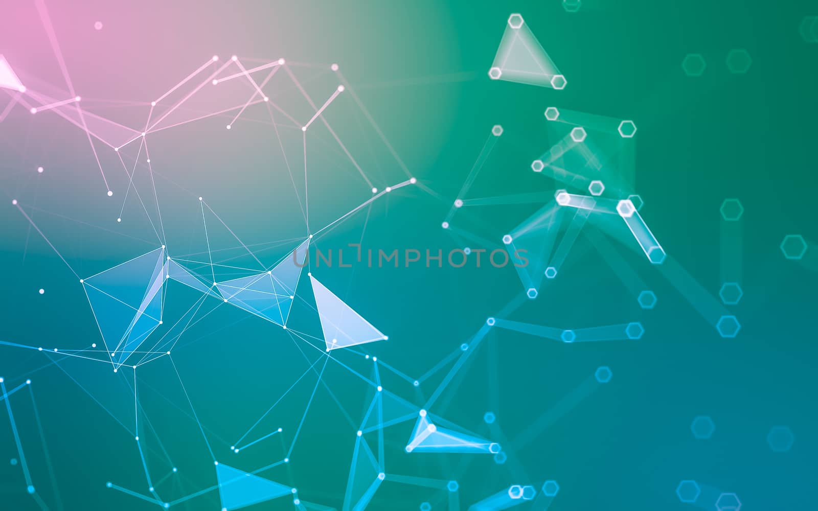 Abstract polygonal space low poly dark background with connecting dots and lines. Connection structure. 3d rendering