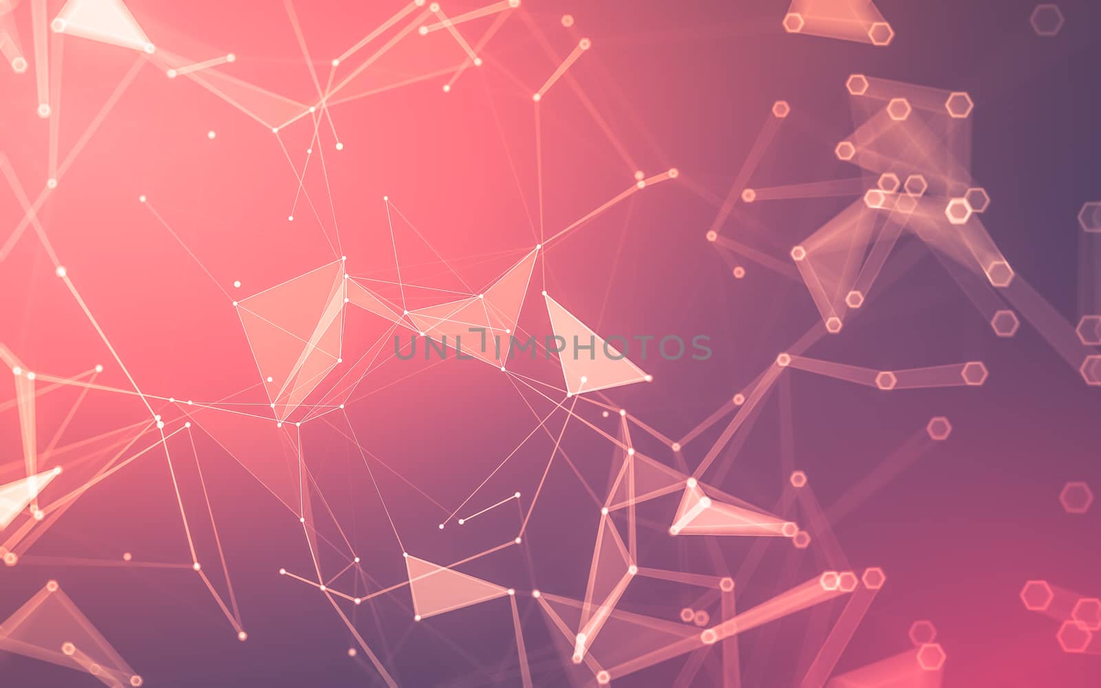 Abstract polygonal space low poly dark background with connecting dots and lines. Connection structure. 3d rendering