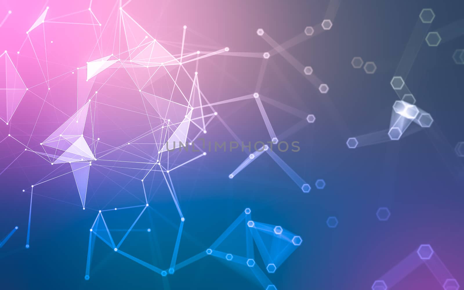 Abstract polygonal space low poly dark background with connecting dots and lines. Connection structure. 3d rendering