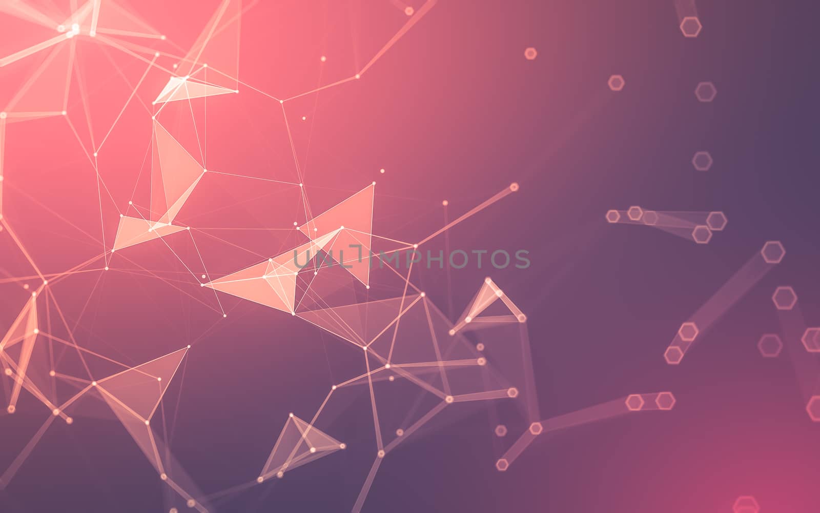 Abstract polygonal space low poly dark background with connecting dots and lines. Connection structure. 3d rendering