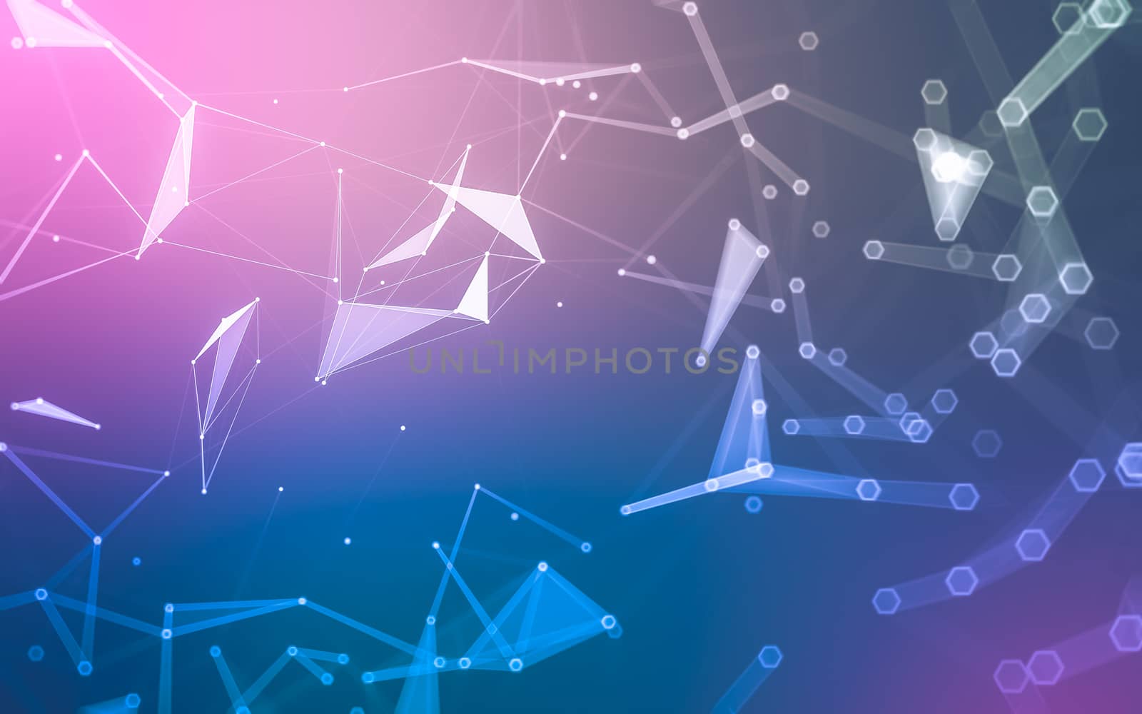 Abstract polygonal space low poly dark background with connecting dots and lines. Connection structure. 3d rendering