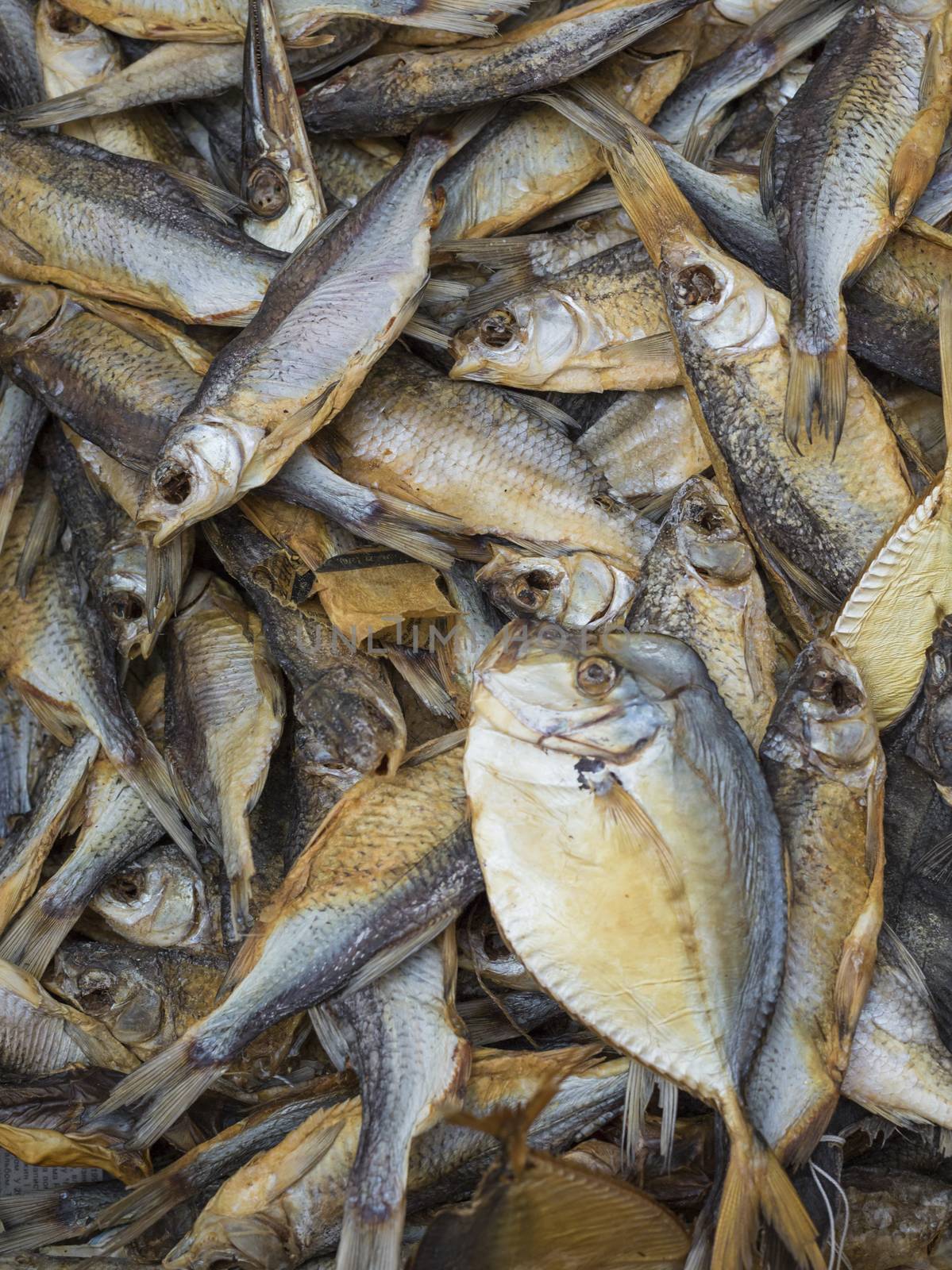 Dried salted fish at a farmers market in Odessa, Ukraine. by mariusz_prusaczyk