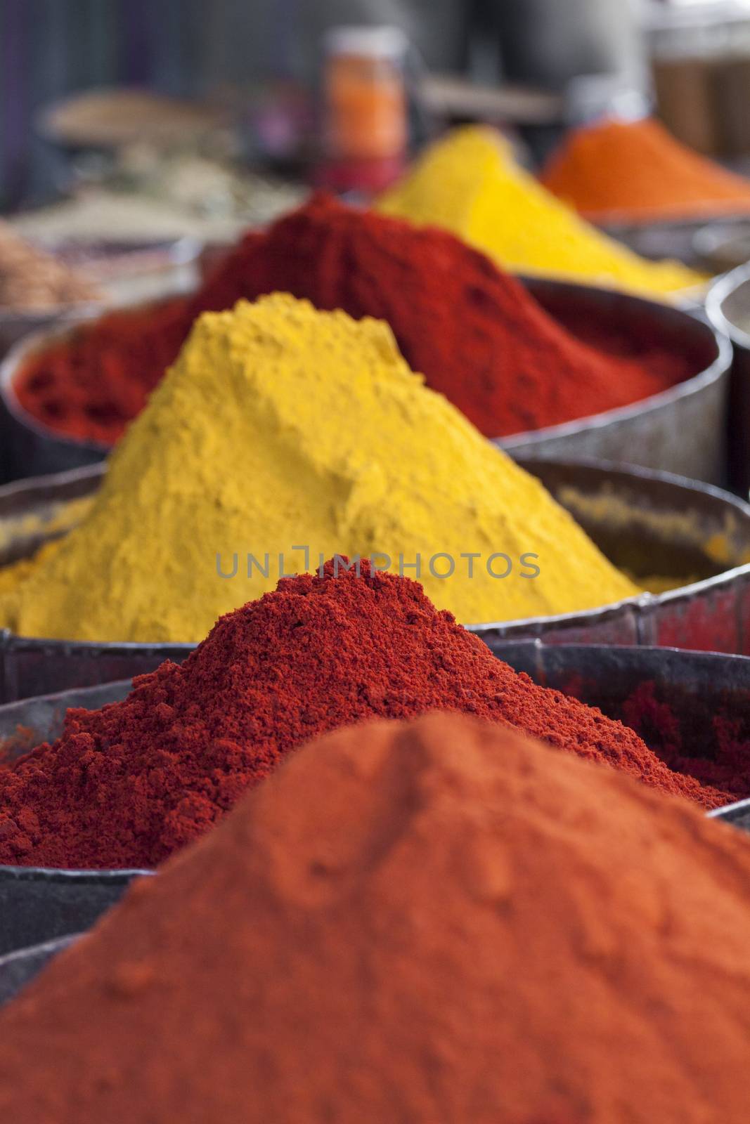Arabic spices at traditional market. Morocco. Africa.